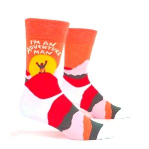 Blue Q I'M AN ADVENTURE MAN M-CREW SOCKS🏔🏞